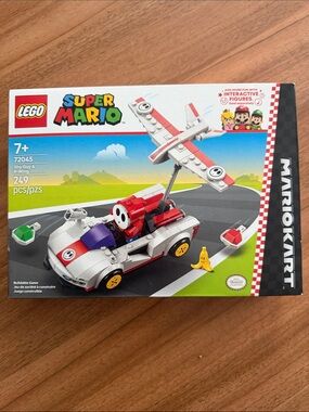 Lego Super Mario Red White Yellow and Purple P-Wing Kart with Shy Guy